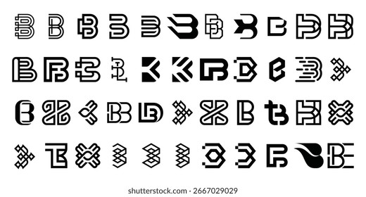 coleção de monograma letra inicial B abstrato logotipo design vetor, ícone para negócios e tecnologia.
