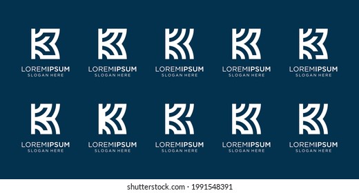 collection of monogram K logo design. Letter K design line style . Premium vector