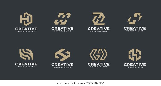 collection of monogram letter H gold. logo template.icons for business company