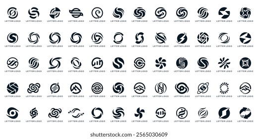 collection of monogram letter S circle creative logo design, graphic icons vector for, business and technology, hexagon symbol graphic