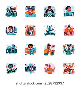 Collection of Moods Flat Style Stickers 

