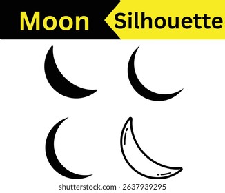 Collection of Moon Silhouettes in Different Phases