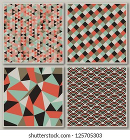 Collection of mosaic seamless patterns. Vector illustration.