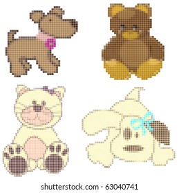 Collection of mosaic vector animals
