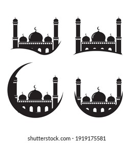 collection of mosque designs in flat style on isolated white background. mosque design for your website design Logo icon, app, UI. Vector illustration, EPS10.