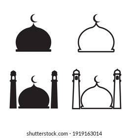 collection of mosque dome designs in flat style on isolated white background. mosque dome design for your website design Logo icon, app, UI. Vector illustration, EPS10.