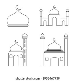 collection of mosque and dome designs in flat style on isolated white background. mosque dome design for your website design Logo icon, app, UI. Vector illustration, EPS10.