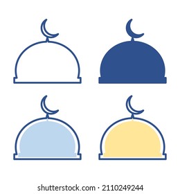 colección de diseños de cúpulas de mezquitas en estilo plano sobre fondo blanco aislado. color de icono lineal