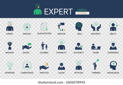 Collection of the most useful expert icon sets and vector art illustration on transparent background