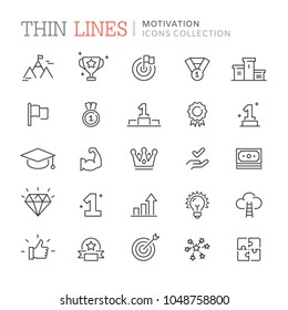 Collection of motivation thin line icons. Vector eps 8