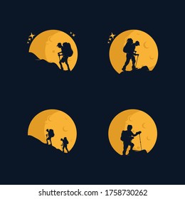 Collection of Mountain climber logo set