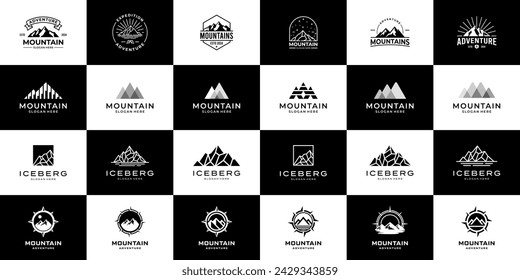 Collection of mountain logo design. Abstract outdoor adventure travel logo vector illustration.