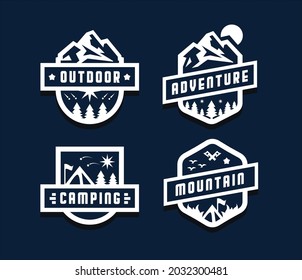 a collection of mountain logo sets with a vintage and minimalist monoline concept, suitable for groups of climbers or cafes