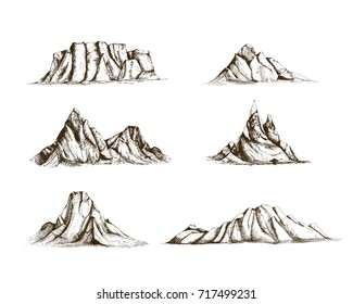 Vector Print Hand Drawn Volcanoes Ink Stock Vector (Royalty Free) 657099667