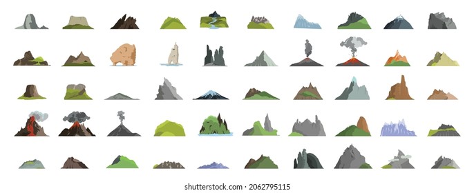 Collection of mountains, hills and landscapes.