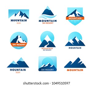 Collection of mountains icons - symbols 