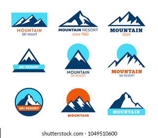 Collection of mountains icons - symbols 