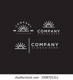 collection of mountains and sun vector outline logo designs