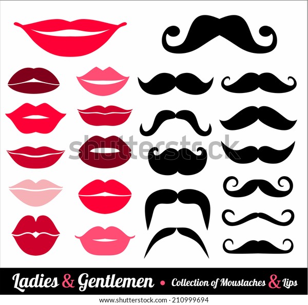 Collection Moustaches Lips Stock Vector Royalty Free 210999694