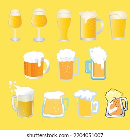 collection Mug of beer Craft beer calligraphy design and minimal 