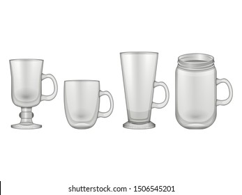 Collection of mulled wine glasses. Realistic style. Vector illustration. Isolated on white. Object for packaging, advertisements, menu. 