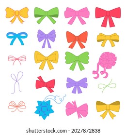 Colección de arcos brillantes multicolor. Ilustración vectorial plana aislada en fondo blanco