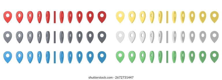 Colección de pines de mapas multicolor y marcadores de ubicación en estilo de contorno simple. Perfecto para mapas, navegación, App GPS, viajes y diseño de interfaz de usuario