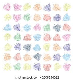 Colección de iconos abstractos multicolores en diversos temas - Ilustración vectorial