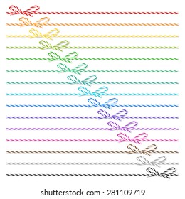Collection of multicolored bakers twine bows and ribbons