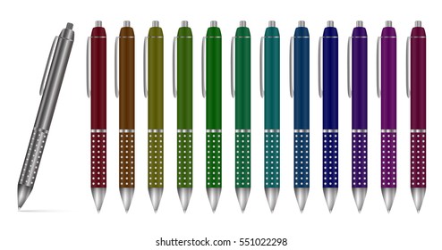 Collection of multi-colored ball pens