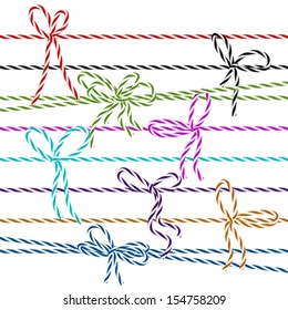 Collection of multicolored bows in twine style