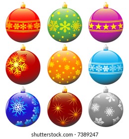 Colección de bolas de navidad multicolores.