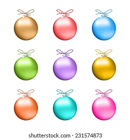 Collection of multicolored christmas balls for your design