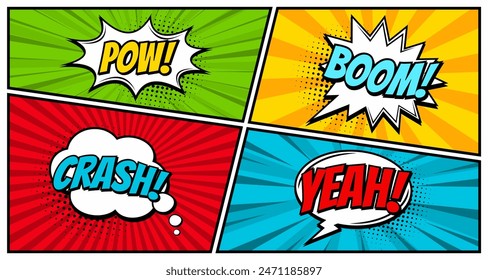 Collection of multicolored comic sound Effects