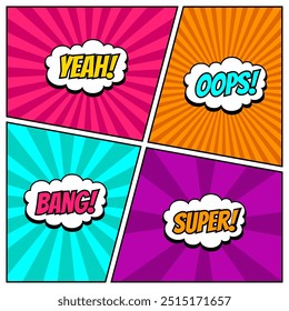 Collection of multicolored comic sound Effects