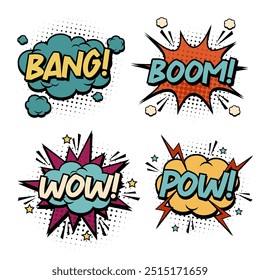 Collection of multicolored comic sound Effects