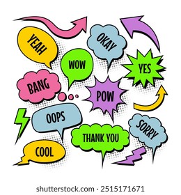 Collection of multicolored comic sound Effects
