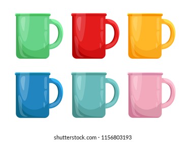 Collection of multi-colored cups on a white background