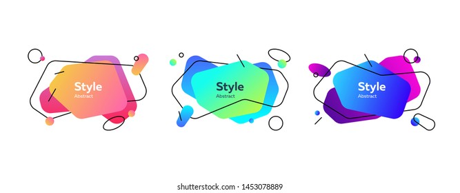 Collection of multi-colored flowing liquid shapes. Dynamical colored forms and line. Gradient banners. Template for design of logo, flyer or presentation. Vector illustration