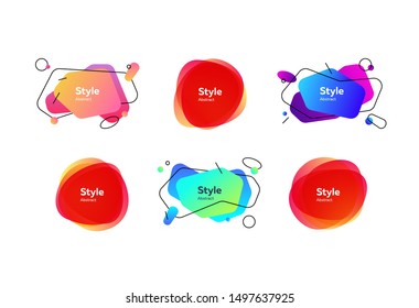 Collection of multi-colored flowing liquid shapes. Dynamical colored forms and line. Gradient banners. Template for design of logo, flyer or presentation. Vector illustration