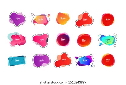 Collection of multi-colored flowing liquid shapes. Dynamical colored forms and line. Gradient banners. Template for design of logo, flyer or presentation. Vector illustration