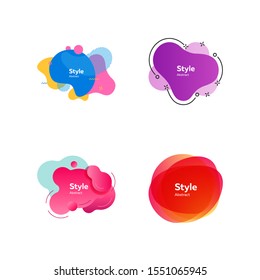 Collection of multi-colored flowing liquid shapes. Dynamical colored forms and line. Gradient banners. Template for design of logo, flyer or presentation. Vector illustration