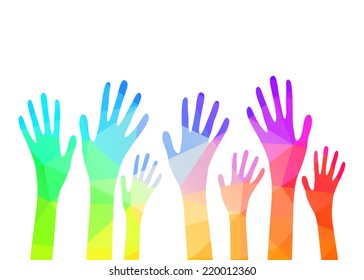 Collection of multicolored hands. Vector EPS10.