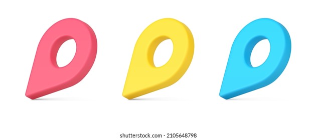 Die Kollektion mehrfarbige isometrische Karte Pins GPS Standortsteuersymbol dekorative Vorlage 3d Symbol Vektorgrafik. Festlegen der Navigationserinnerung minimalistisches Symbol GPRS-Zeiger einzeln auf Weiß