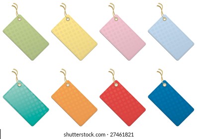 Collection of multicolored price labels isolated on white background