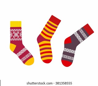 Collection of multicolored socks with patterns and stripes