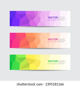 Collection of multicolored web banners with low poly design style. vector template design.