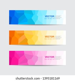Collection of multicolored web banners with low poly design style. vector template design.