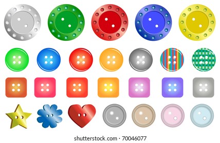 Collection of the multi-colors different vector buttons