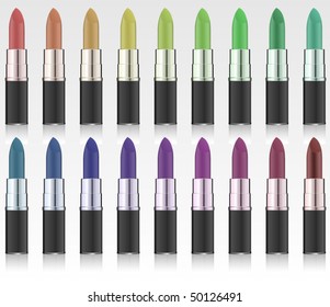 Collection of multi-coloured lipsticks
